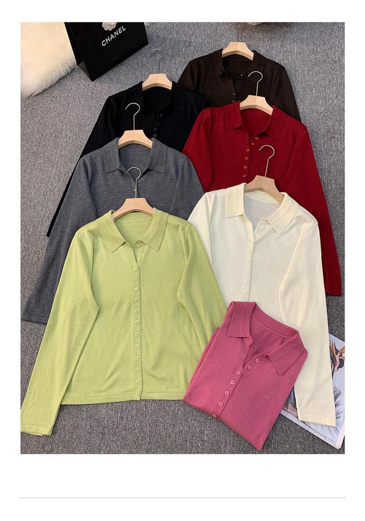 2026 Spring/Autumn Women's Fine Wool Lapel Knit Cardigan - Long Sleeve Solid Color Loose Top