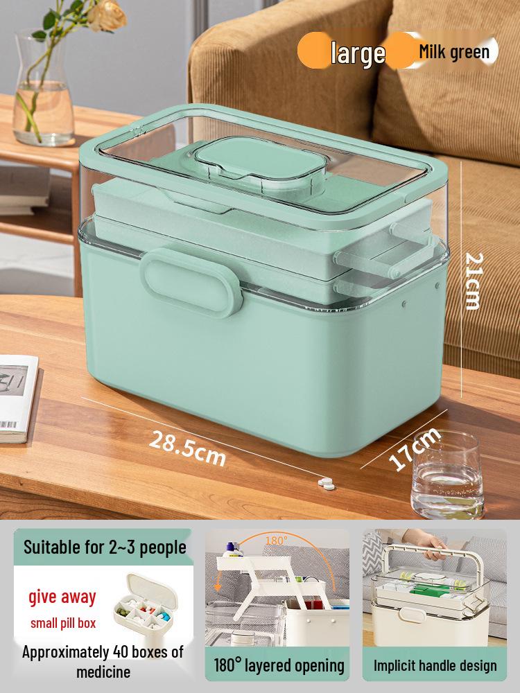 Large Capacity Family Medicine Box with Multi-Layer First Aid Storage for Household and Children