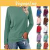 Womens Casual Fashion Sleeve Long Round Neck Pullover Top Blouse