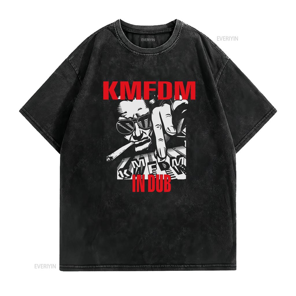 KMFDM T Shirt vintage Washed designer clothes Unisex homme Top For Everyday Wear Casual Comfortable Versatile Slightly