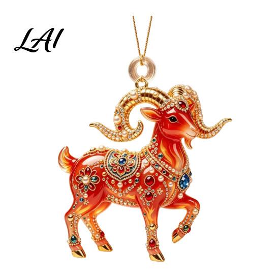 Cute Sheep Acrylic Pendant 2D Hanging Ornament Decorative Pendant Animal Ornament New Year Decoration for Christmas Tree Mantel Car Interior Home