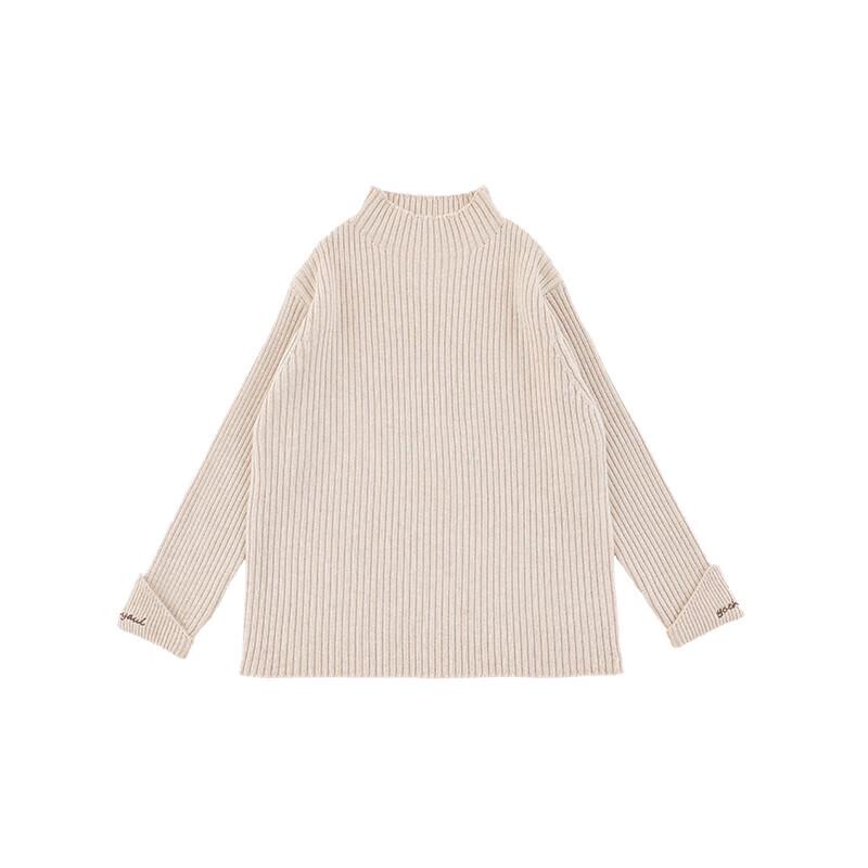 Boys  Wool Blend Solid Color Half-High Collar Sweater 100cm