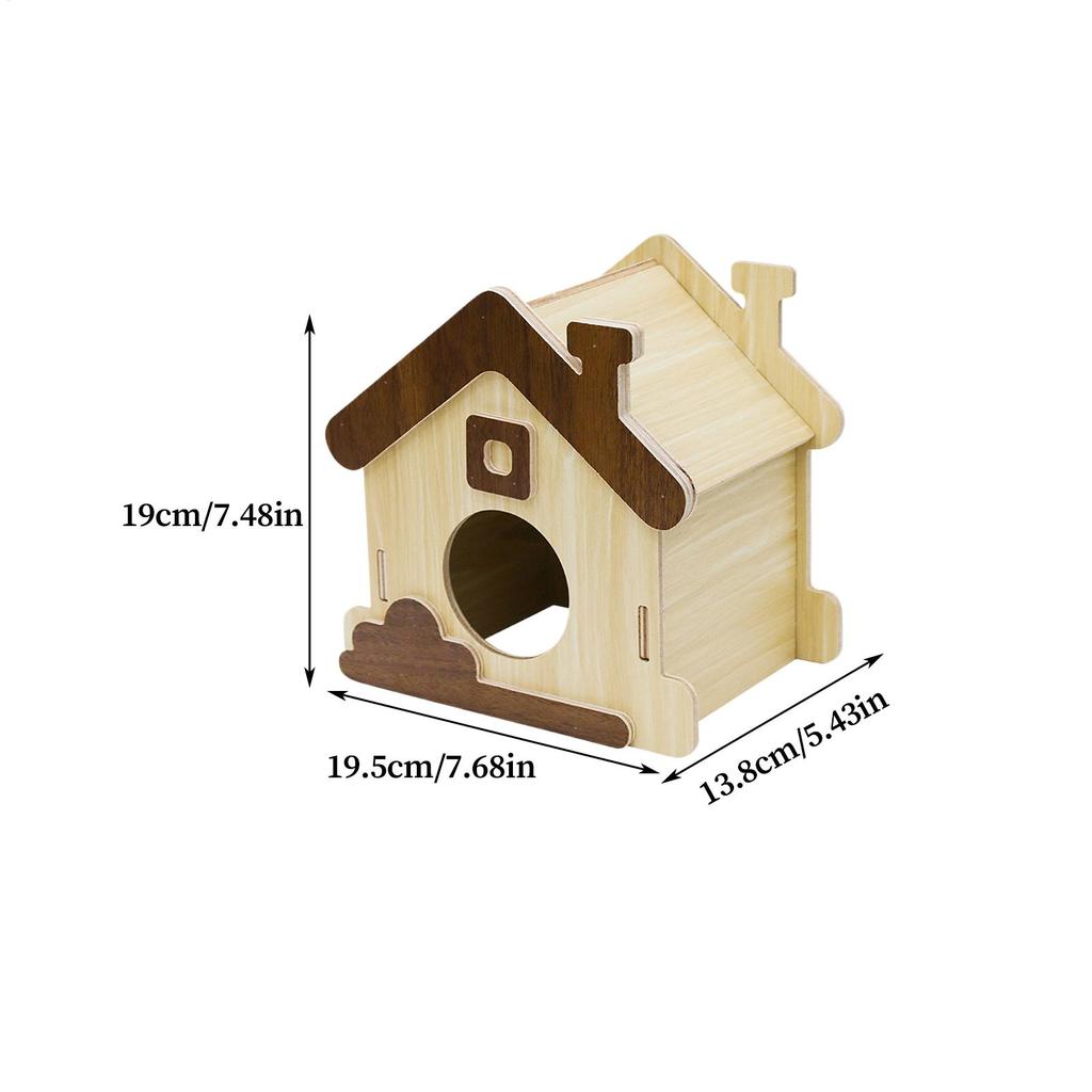 Hamster House Wooden Hut Cute Decor Wooden Hamster House Small Pet Habitat For Gerbil Bunny Chinchilla Ferret Hedgehog Sugar
