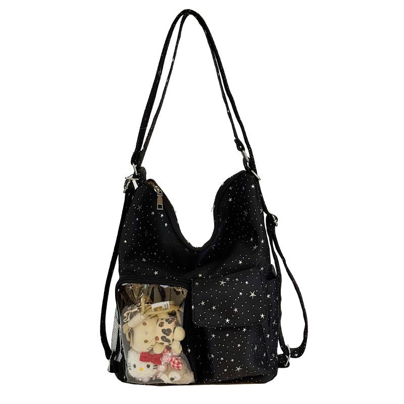 Cute Clear Acrylic Panel Shoulder Bag Large Capacity School Commuter Tote for Women