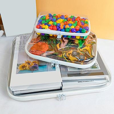 1/3Pcs Double Zippered Hard Pouch Storage Box Transparent Design Stackable Waterproof Cosmetic Storage Organizer Travel Small Toiletry Bag