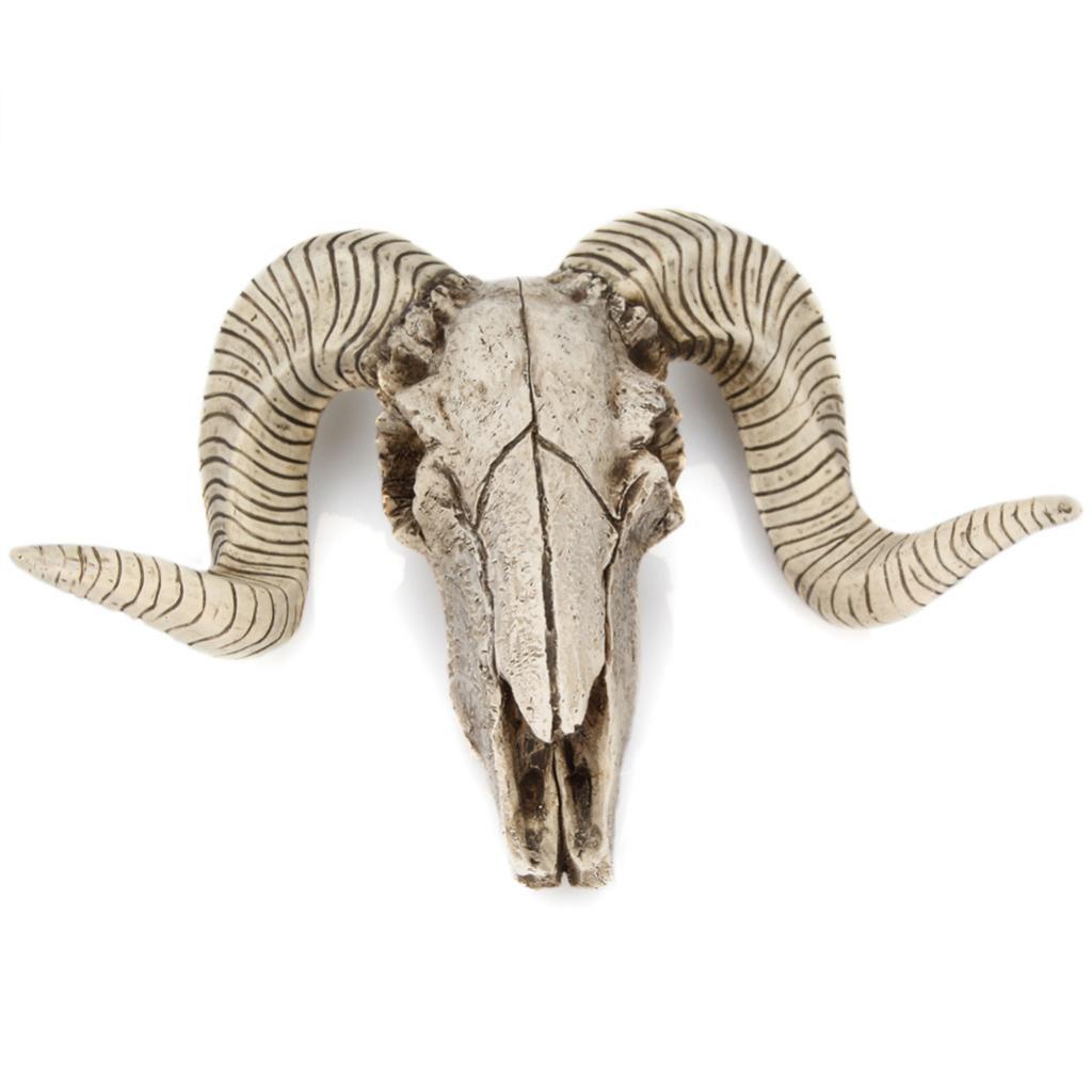 Resin Sheep Skull Wall Art Hand Painted Animal Head Sculpture for Western Bohemian Decor Unique Garden Indoor Hanging Display