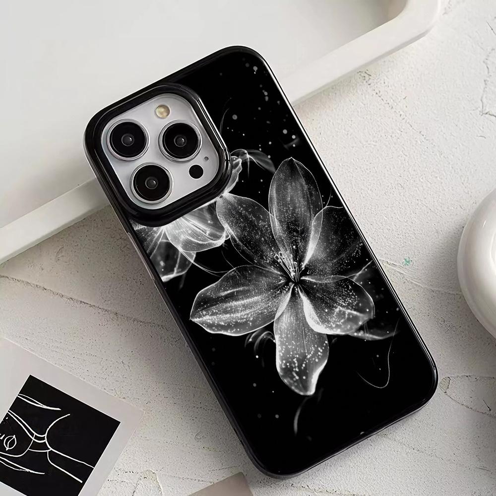 Luxury Case For Iphone 16 Pro Max SGlowing Flowers Phone Case For IPhone 16 Plus 15 14 13 12 11 17 Air Soft Black Back Cover