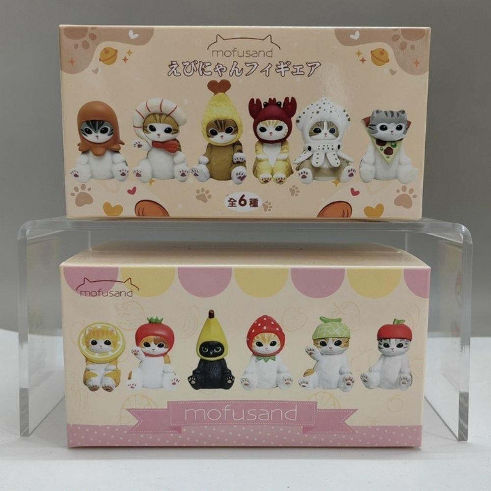 5pcs/6pcs PVC Cat Action Doll Cute Model Toys Kawaii Animal Headgear Doll Christmas Gifts