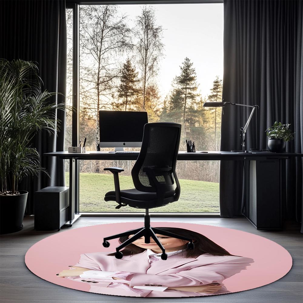 Laura Pausini Printed Round Rug Carpet Chair Rug Area Rug Entryway Doormats,for Office Chair Living Room Bedroom Kitchen Room.
