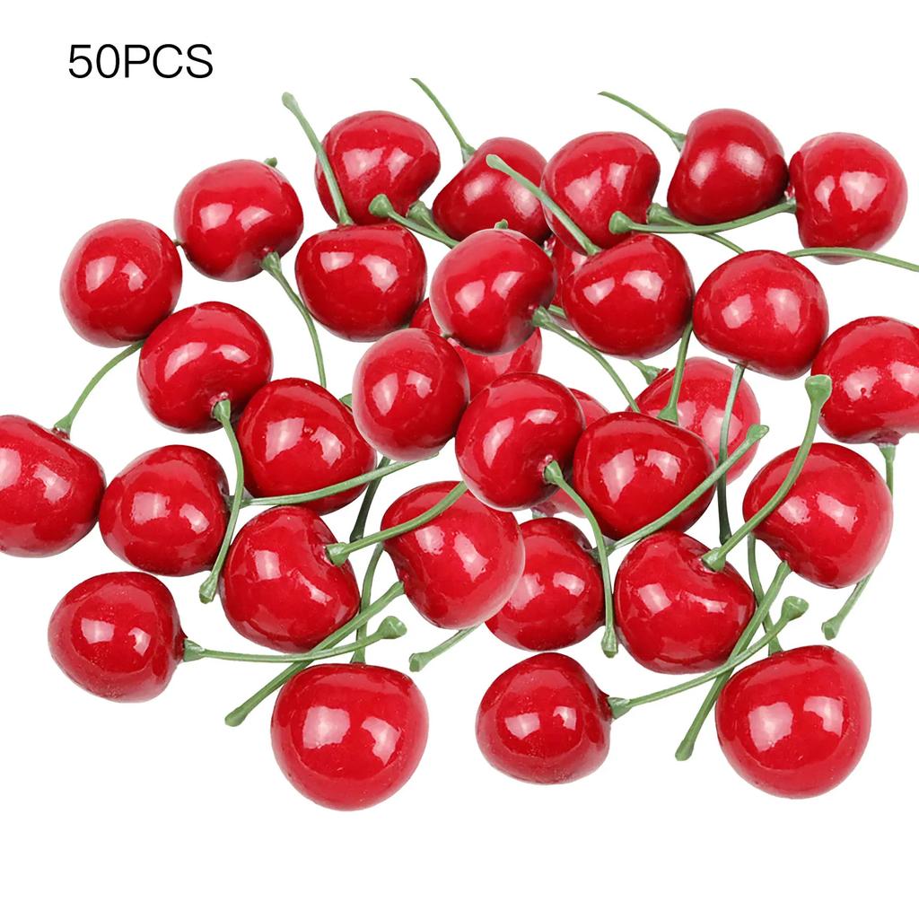 50pcs Artificial Cherries Bubble Cherry Fruits Wedding Home Decoration Photography Props