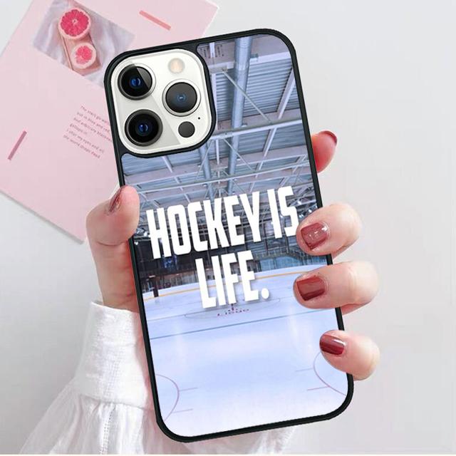 Hockey Stick and Puck Phone Case Back Cover for iPhone 17 Air 16 15 14 13 11 12 Pro Max Plus Shell Coque