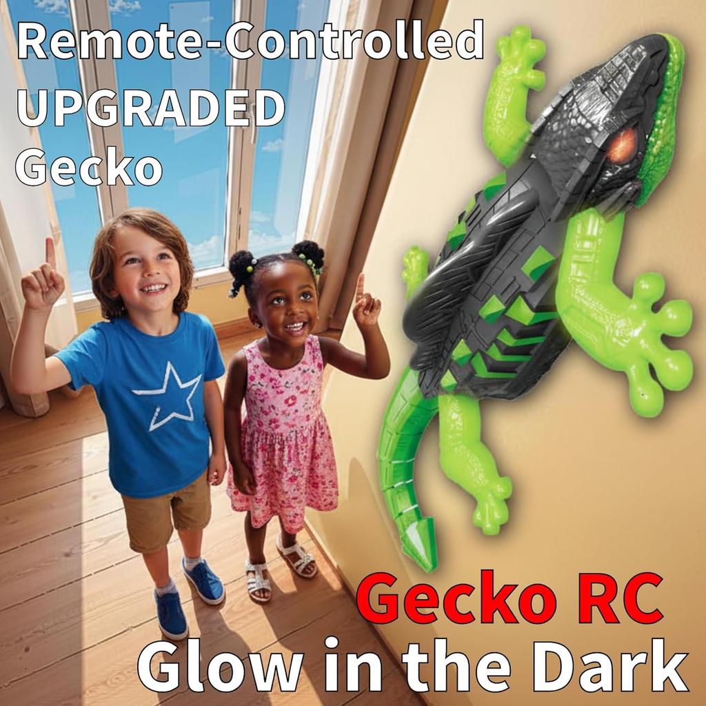 Wall Crawler Gecko Remote Control Cars, Glow in The Dark Wall Climbing Gecko RC Toy Lizard Toys for Kids, Electric Wall Crawling Crawler Lizard Robot
