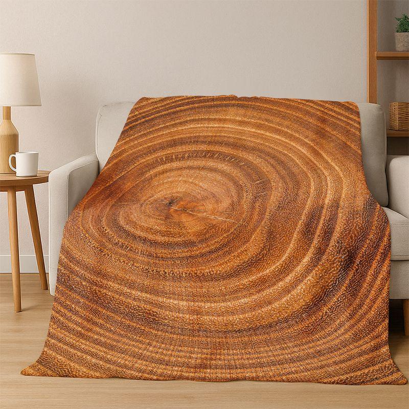 Retro Holzmaserung Jahresringe Flanelldecke Weiche Warme Überwurfdecke für Schlafzimmer Wohnzimmer Bett Reise Camping Picknick Geschenk Kind