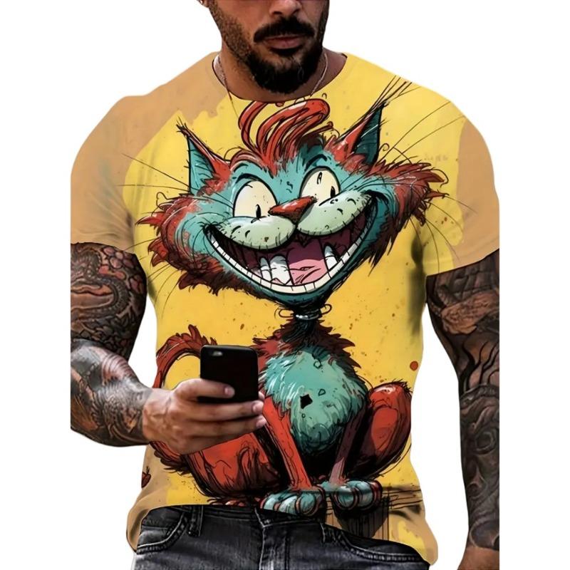 Cartoon 3D Print Funny Animal Graphic T-Shirts Summer O-Neck Short Sleeve Tops Casual Loose Men T-Shirt Harajuku Men's Clothing
