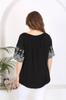 Damen Bluse in Übergröße Plus Size Bluse mit bestickten Ärmeln Schwarz