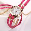 Kobiety w stylu vintage wielowarstwowa pleciona bransoletka ze stopu sztucznej skóry Wrist Watch Jewelry