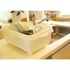 Sanko Plastics Made in Japan Dish Drainer with Dish Stand, Ryu F-1, with Food and Chopstick Holders, Pearl White