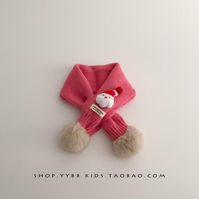 

Червоний в язаний шарф у корейському стилі для дітей - Різдво 2024 Теплий перехресний шарф-снуд