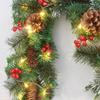 Christmas Decoration 2.7m Rattan With LED Lights Artificial Pine Cone Christmas Garland For Staircase Fireplace Hanging Decor