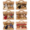 Wooden Bead Chain Combination Bracelet Alloy Rose Handmade Elegant Trendy Fashion HY-2774
