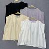 Johnature Summer French Stitched Sleeveless Cool Shirts Casual Loose Sheer Sunscreen Simple Shirts Women