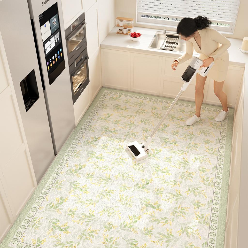 Modern Simple Kitchen Floor Mat PVC Leather Waterproof Oil-proof Carpet Large Floral Anti-fouling Balcony Rugs Tapete De Cozinha