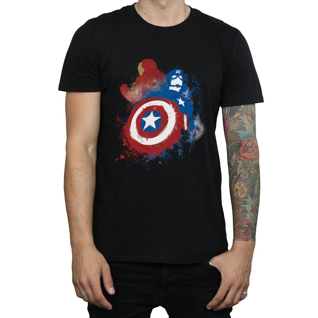 Marvel Mens Captain America Civil War Painted Vs Iron Man T-Shirt