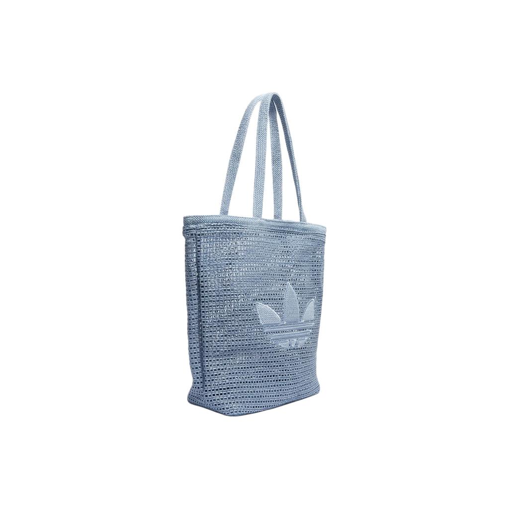 adidas Originals Trefoil Stricklogo Hohlmuster Recyceltes Polyester Tragetasche Damen Tragetasche Blau KW2006