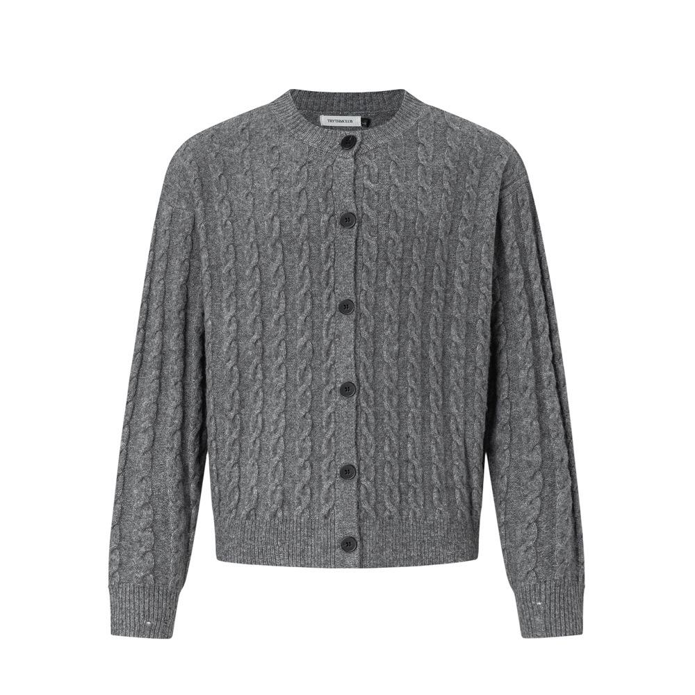 Мужской ретро кардиган на пуговицах с косами XXL