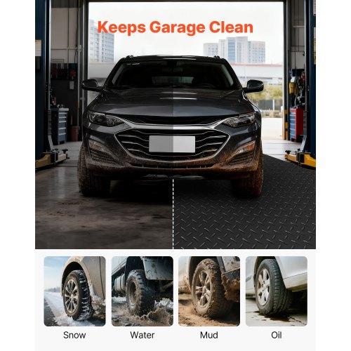 VEVOR Garage Floor Roll, 1.22 x 7.62 m Garage Flooring Mat, 3 mm Thickened Rubber Diamond Plate Floor Protector Mat, Non-Slip, Wear-resist Waterproof