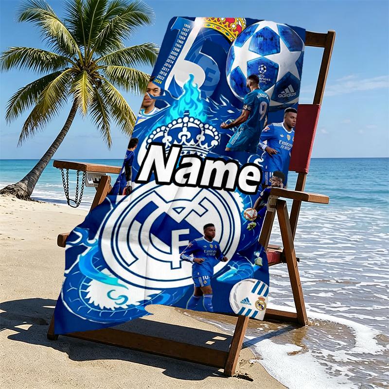 Custom Name Personalized Football team Print Beach Towel, for Trip Camping Beach Party Home Decor, Birthday Gift for Family & Friends