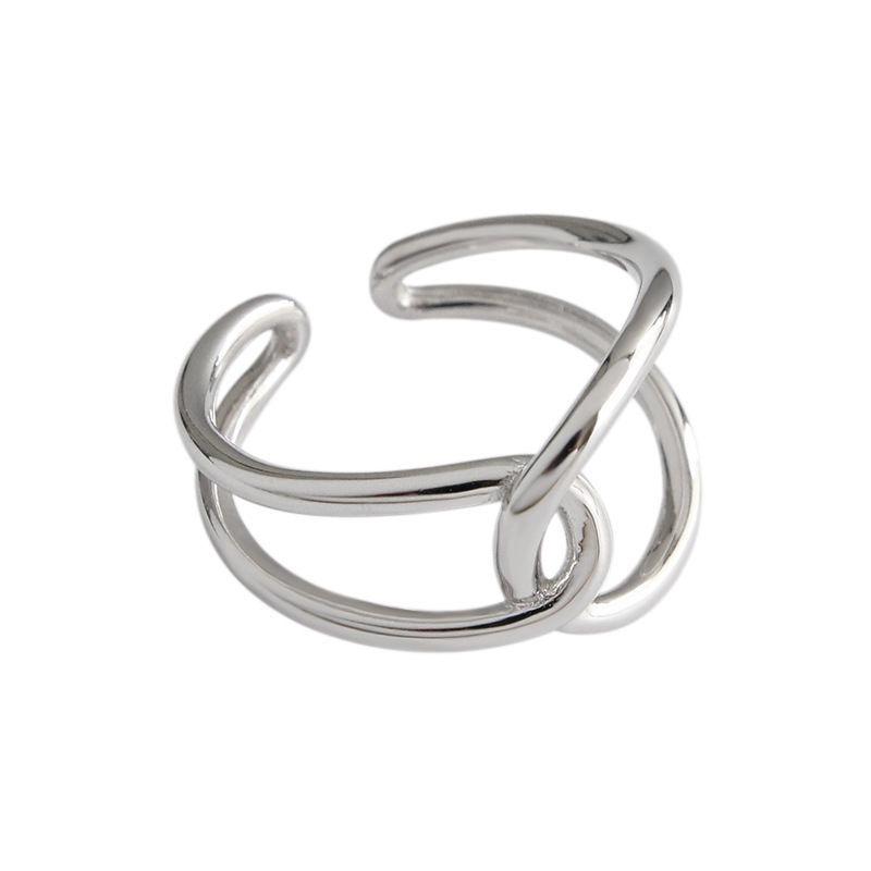 Open Ring for Women Simple Knot Design Fashionable Line Wrapping Ring Geometric Style Ins Personality Ring