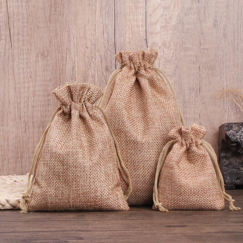 Imitation Linen Drawstring Pouch: Jewelry Storage & Christmas Gift Sachet
