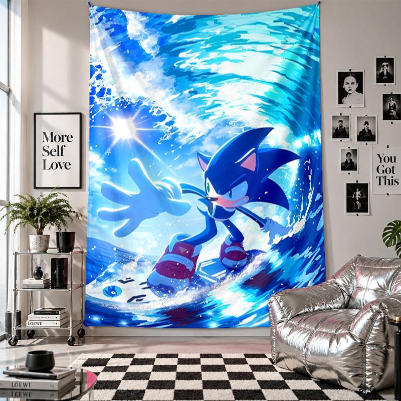 Wall TapestrySonic the Hedgehog Art Hanging Cloth Decorative Background Cover for Room Decoration