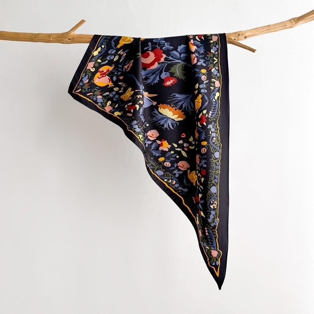 

Floral Print Floral Triangle Scarf Imitation Silk Decorative Headscarf Fashion Waist Belt Travel Style D