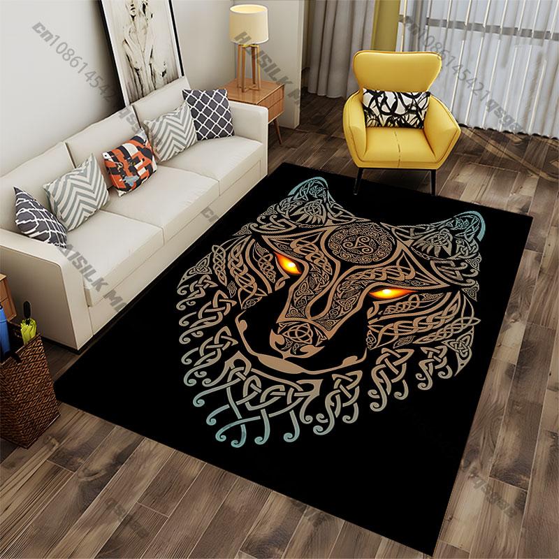 Mystical Wolf Tribal Design Carpet Yoga Living Room Room Decor Children's Crawling Mat Doormat Area Rug Games Mat