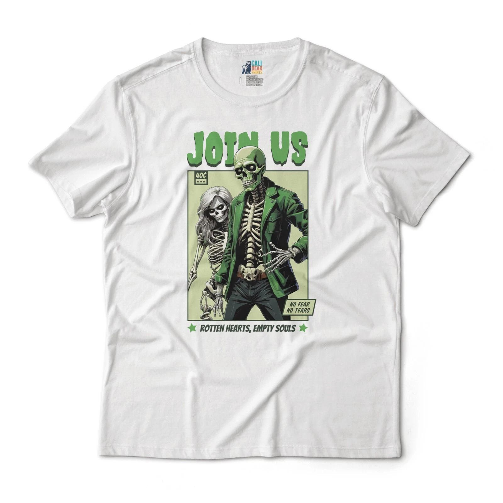 Join Us Skeletons - Comic Book Art Retro Style Halloween Graphic T-T-Shirt S