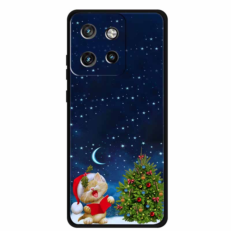 Christmas Cover For Motorola Moto G75 5G Black Silicone Cases TPU Santa Claus Christmas Tree Cover Deer For Moto G75 5G TPU case