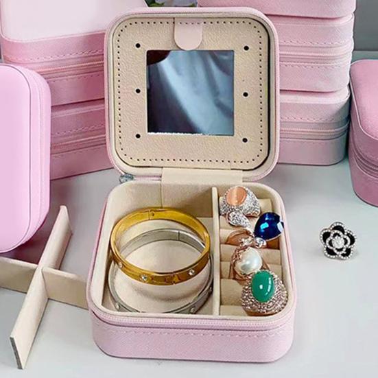 Scatola Organizer per Gioielli Decorazione Alfabetica Multi Scomparti Custodia per Gioielli Orecchini Collane con Specchio Articoli per la Casa