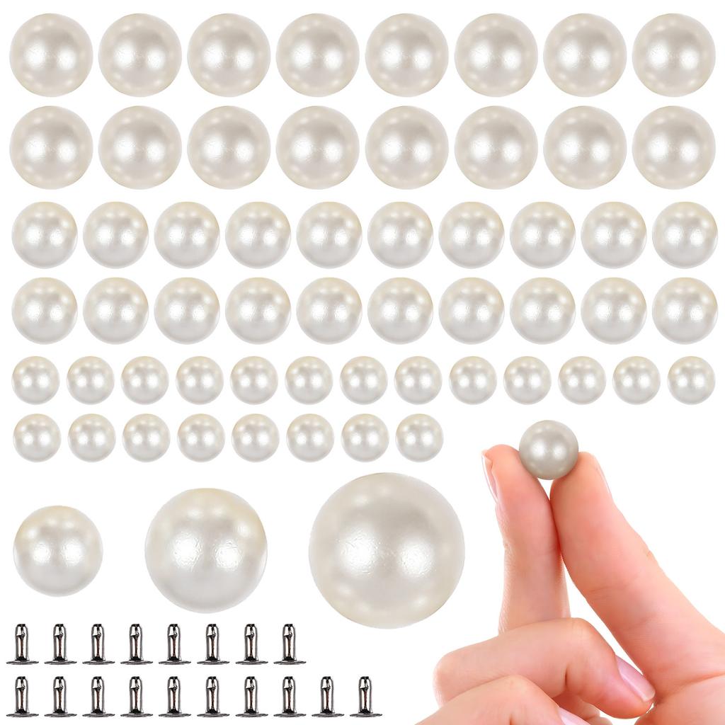 150Pairs Pearl Rivets Faux Pearls Rivets Studs for Fabric DIY Accessories Clothes Shoes Bags Bridal Veil Studs for Clothing