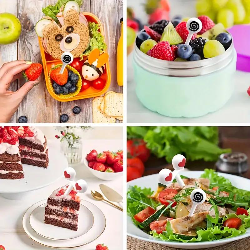 10pcs/set Cartoon Cute Baby Stainless Steel Fruit Fork with Small Ceramic Jar Household Creative Safety Children's Fruit Forks