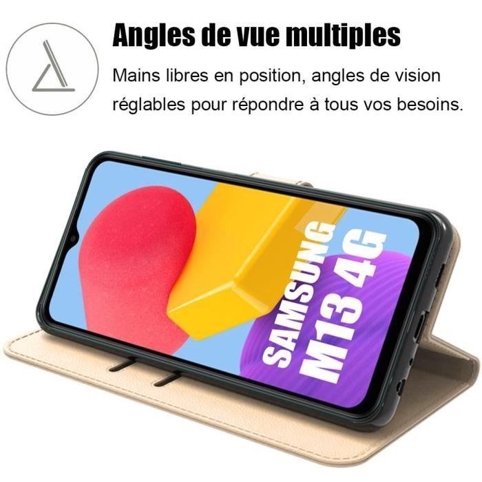 Coque de protection pour samsung galaxy m13 - booling - fermeture magnétique - effet cuir élégant doré