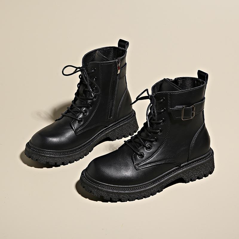 Martin boots women's spring and autumn 2025 new British style medium tube short boots versatile side zipper fashion casual short boots tide