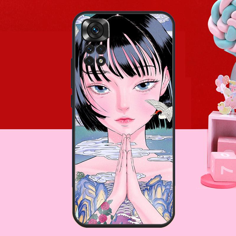 Cartoon Girl Aesthetic Case For Xiaomi Redmi Note 14 13 12 10 11 15 Pro Plus Redmi 15 C 10C 12C 13C 14C Soft Cover