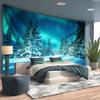 1pcs Large Aurora Borealis Snowy ForestTapestry Wall Hanging Geometry Hippie Tapestry Home Room Decor Aesthetic Decoration
