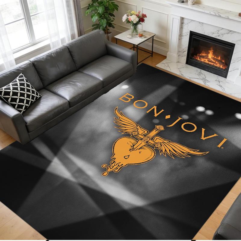 Bon Jovi Print Crystal Velvet Plush Rug Wear?Resistant Anti?Slip Floor Mat For Indoor Household Decoration
