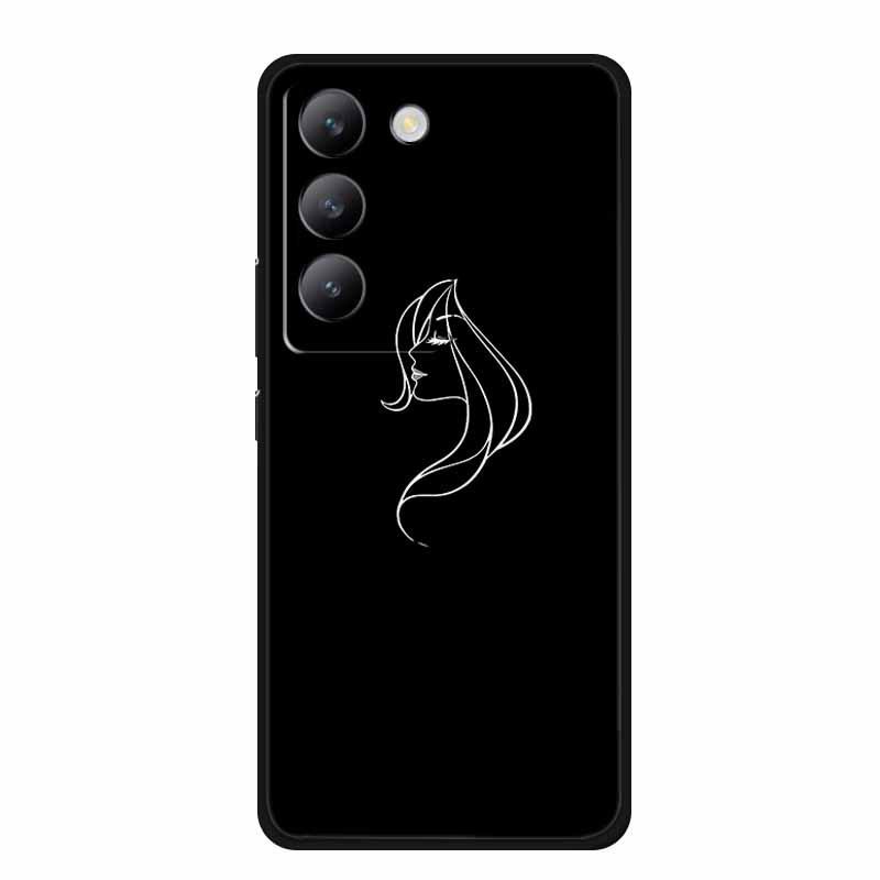 Capa de Celular Macia TPU Preta Vivo V40 SE - Design de Linha Simples