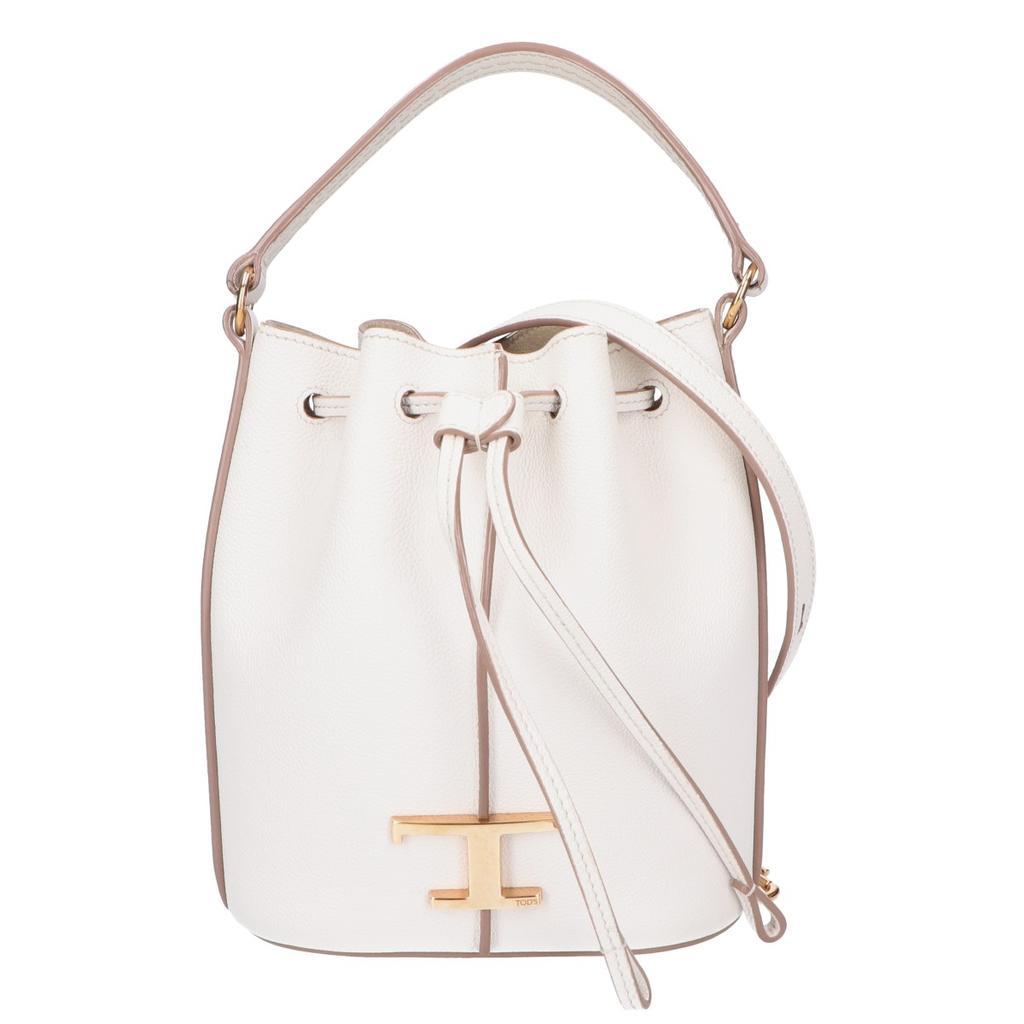 TOD'S Timeless 2-Way Drawstring Bucket Bag Shoulder bag whiteUsed