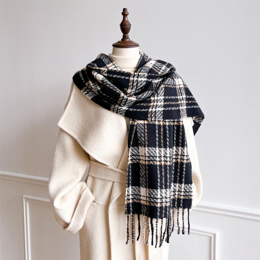 Luxury Cold-Proof Winter Women Men Scarf Thick Warm Tassels Shawls Pashmina Stripe Designer Neckerchief Cashmere Lady Outdoor