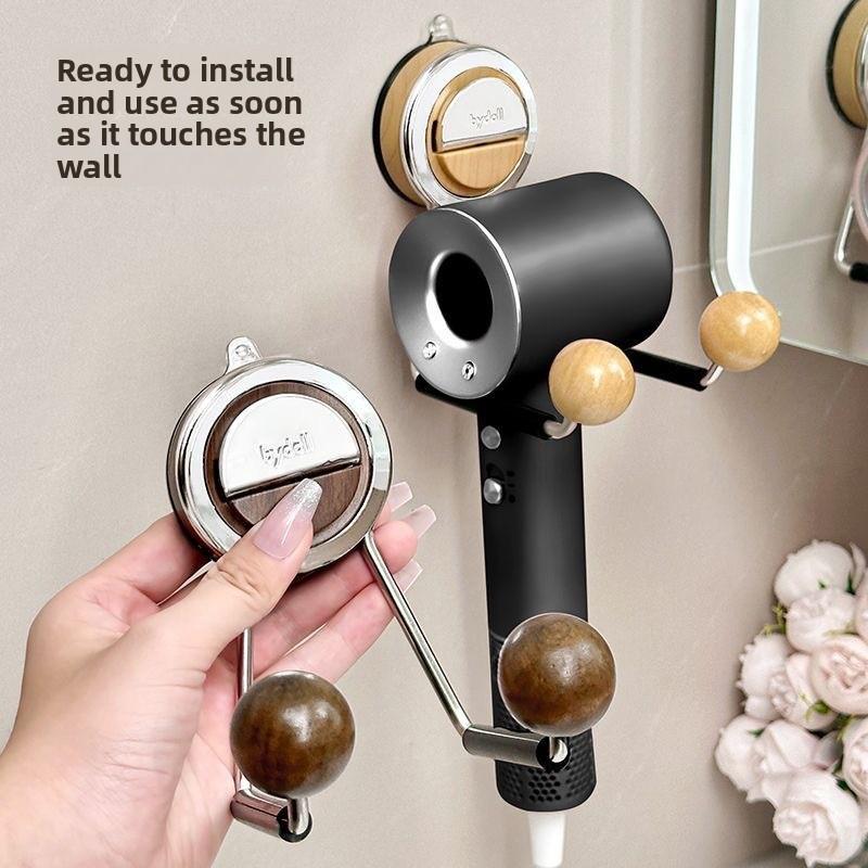 Hair Dryer Rack, Bathroom Non-drilling Wall-mounted Air Duct Rack, Wall Suction Cup Hair Dryer Stand, Bathroom Storage